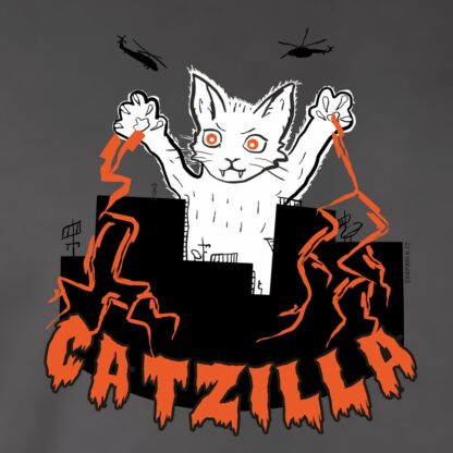 Catzilla, detail potisku trička